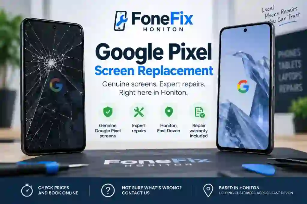 Google Pixel screen replacement using genuine screens at FoneFix Honiton