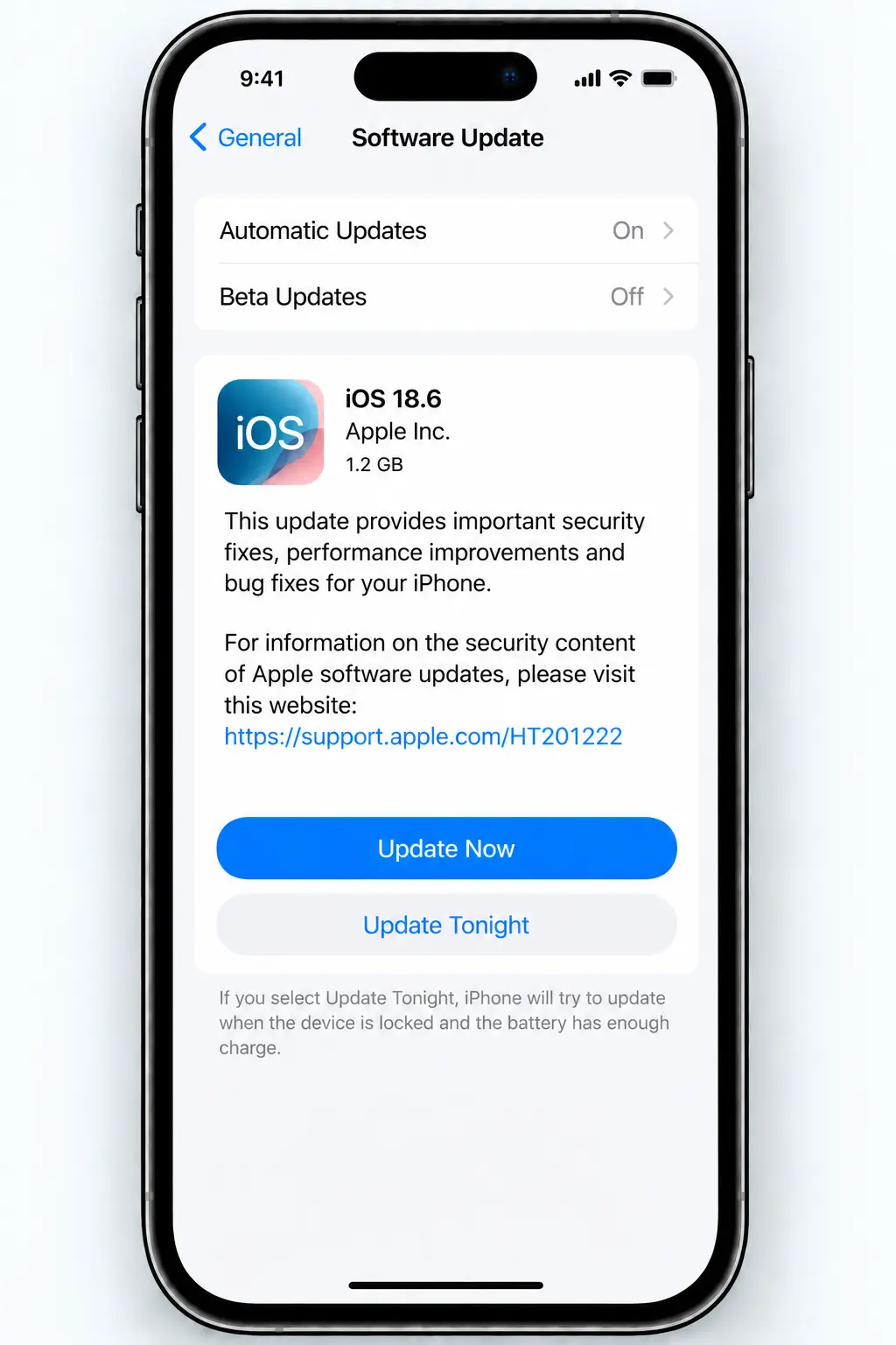 iPhone Software Update screen showing the Update Now button
