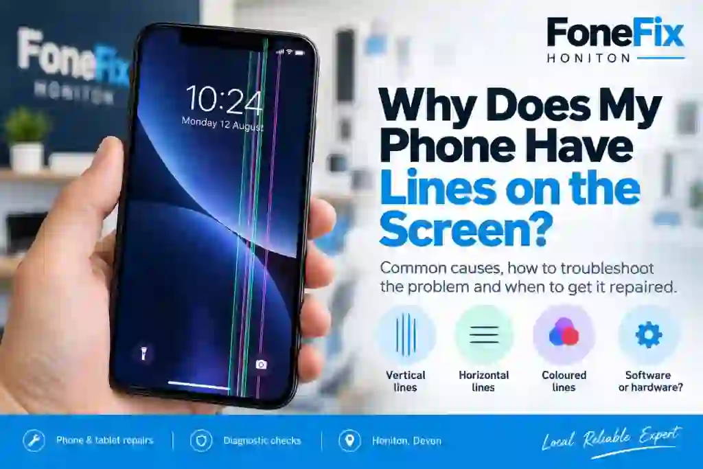 Phone showing vertical coloured lines on the screen – FoneFix Honiton